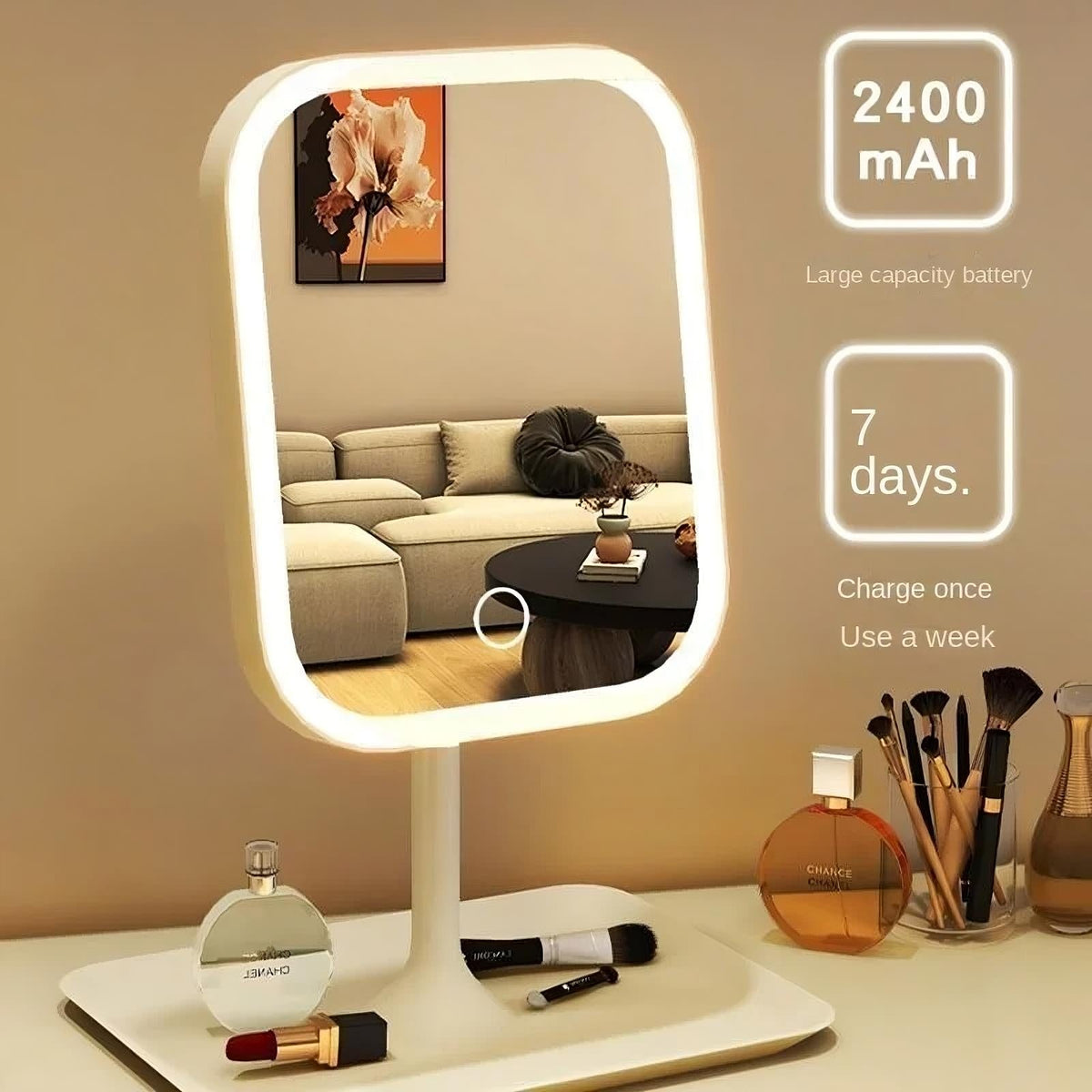 Espejo de maquillaje LED