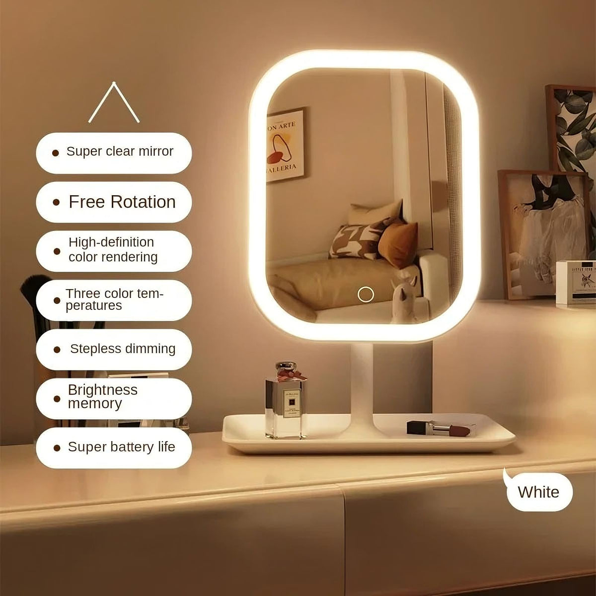 Espejo de maquillaje LED